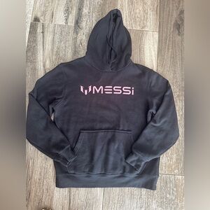 Black Messi Soccer Futbol Hoodie with Pink Messi Logo